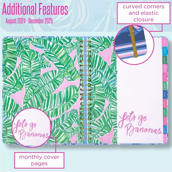 Lilly Pulitzer Daily Planner Dated August 2024 - December 2025 Weekly Agenda - Picture 3 of 11